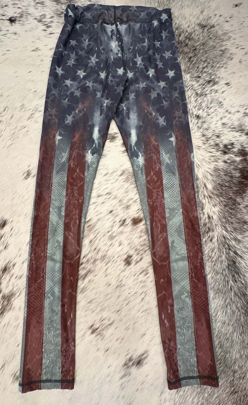 American Flag Print Patriotic Stretch Leggings - Picture 5 of 7